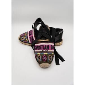 38 Christian Dior Canvas Printed D’Orsay Flats
